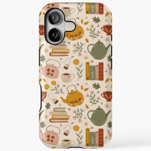 Flowery Books and Tea iPhone 17 Case Tough