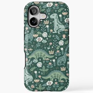 Folk Floral Dinosaur iPhone 17 Case Tough