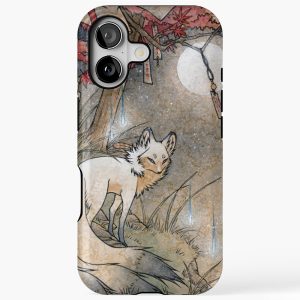 Fox and Wisps Under the Moon and Maple Leaves iPhone 17 Case Tough