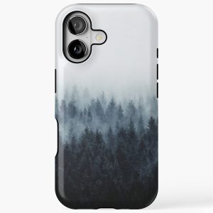 High And Low  Dark Romantasy Moody Wilderness Dream Forest With Cascadia Trees Covered In Fog iPhone 17 Case Tough