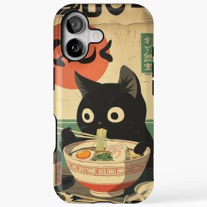 Kawaii Kuro Neko Ramen Run iPhone 17 Case Tough