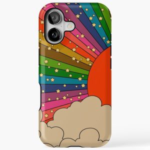 Rainbow 70s sun iPhone 17 Case Tough